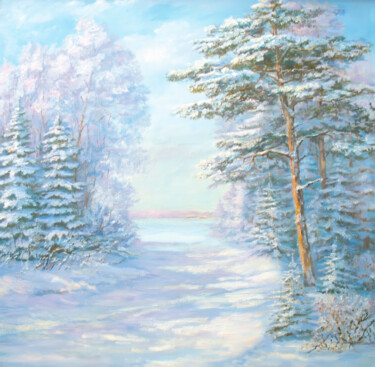 Painting titled "Echoes in the Frost" by Nurgaliy Abdigaliyev, Original Artwork, Oil