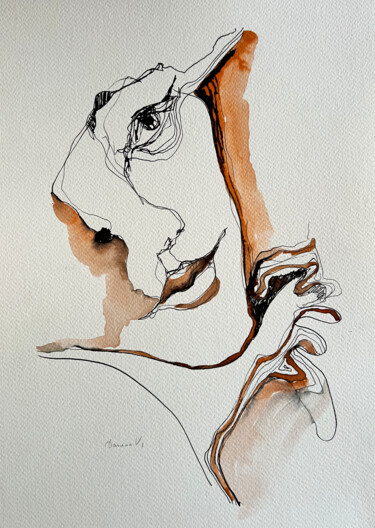 Disegno intitolato ""Echo of the Moment"" da Viktoria Daneva, Opera d'arte originale, Inchiostro