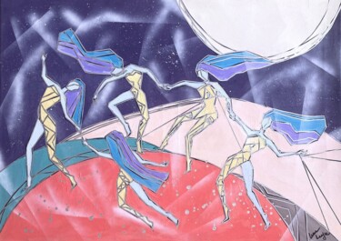 Картина под названием "Witches Dance" - Lena Langer, Подлинное произведение искусства, Масло Установлен на Деревянная рама д…
