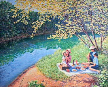 Картина под названием "PICNIC 2" - Jm Guenard, Подлинное произведение искусства, Масло