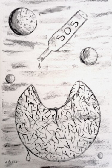 Drawing titled "Dernière goutte d'e…" by Roberto Urbano, Original Artwork, Charcoal