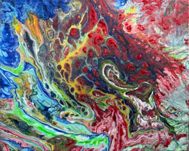 绘画 标题为“Red Chakra” 由Natalia Kutova, 原创艺术品, 丙烯 安装在木质担架架上