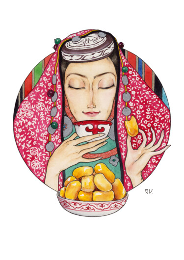 Tea Time 绘画 标题为“Tea Time” 由Gisele Mar, 原创艺术品, 水彩