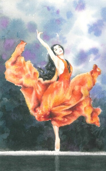 绘画 标题为“** Ballet dancer **” 由Vanessa Tsang, 原创艺术品, 水彩