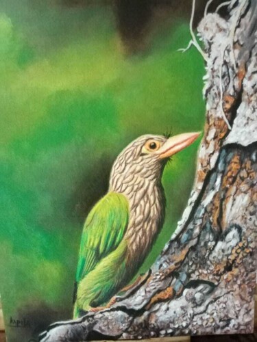 Harmony in Green 绘画 标题为“Harmony in Green” 由Kapila Priyantha, 原创艺术品, 丙烯