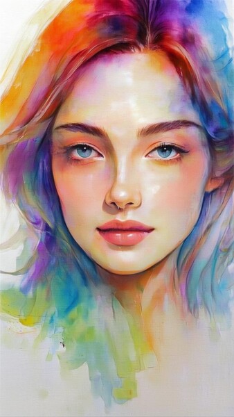 Beautiful woman art print 数字艺术 标题为“Beautiful woman art…” 由Pict T Mosb, 原创艺术品, AI生成的图像