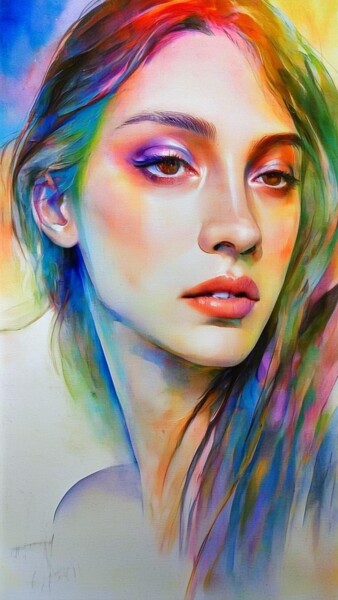 Beautiful woman art prints. portrait 数字艺术 标题为“Beautiful woman art…” 由Pict T Mosb, 原创艺术品, AI生成的图像