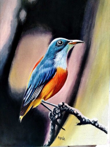 Vibrant Perch Painting titled "Vibrant Perch" by Kapila Priyantha, Original Artwork, Acrylic