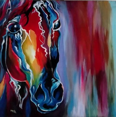 Abstract Stallion Painting titled "Abstract Stallion" by Kapila Priyantha, Original Artwork, Acrylic