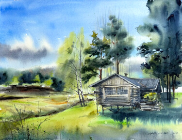 Malarstwo zatytułowany „Spring landscape wi…” autorstwa Svetlana Safonova, Oryginalna praca, Akwarela