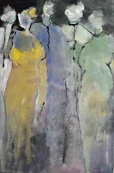 绘画 标题为“Abstract personnage…” 由Marie Rouach, 原创艺术品, 气雾剂 安装在木质担架架上