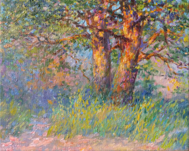 Along the paths of the evening forest Painting titled "Along the paths of…" by Gunchenko, Original Artwork, Oil Mounted on Wood Stretcher frame