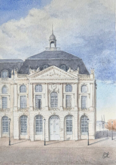 Painting titled ""Bordeaux. Place de…" by Olha Krasko, Original Artwork, Watercolor