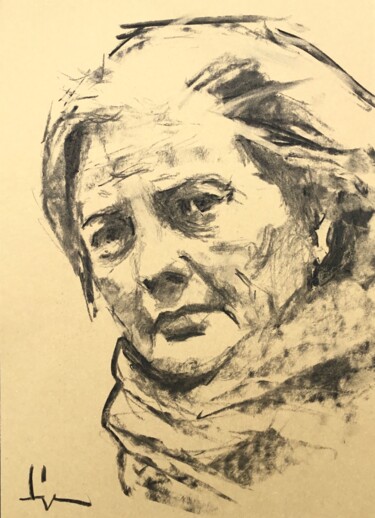 Dessin intitulée "L’Hiver" par Dominique Dève, Œuvre d'art originale, Fusain