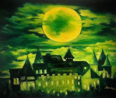 绘画 标题为“La lune et le châte…” 由Lola Jumaeva Novikova, 原创艺术品, 油