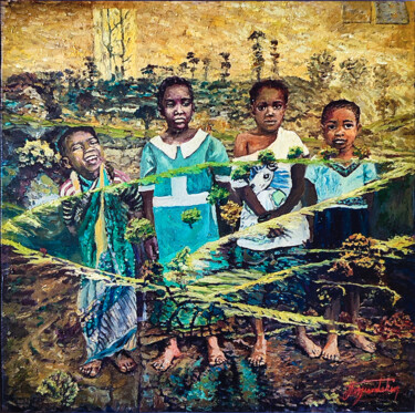 Painting titled "Natural Lives" by Fatih Sungurtekin, Original Artwork, Oil Mounted on Wood Stretcher frame