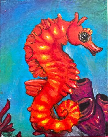 绘画 标题为“Hippocampe Orange” 由Camille Girard, 原创艺术品, 丙烯