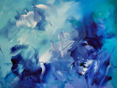 绘画 标题为“Blue Awakening” 由Paresh Nrshinga F R S A, 原创艺术品, 丙烯 安装在木质担架架上
