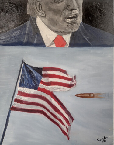 绘画 标题为“Trump. Yes or not?” 由Alexey Barhovich, 原创艺术品, 丙烯 安装在木质担架架上