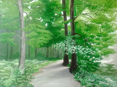 绘画 标题为“Serene Woodland Pat…” 由Yerkezhan Kamentayeva, 原创艺术品, 油