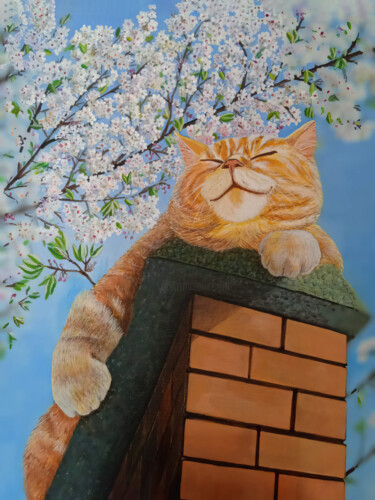 Ginger Cat 绘画 标题为“Ginger Cat” 由Yerkezhan Kamentayeva, 原创艺术品, 油