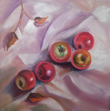 Fresh Apples Relaxed 绘画 标题为“Fresh Apples Relaxed” 由Yerkezhan Kamentayeva, 原创艺术品, 油