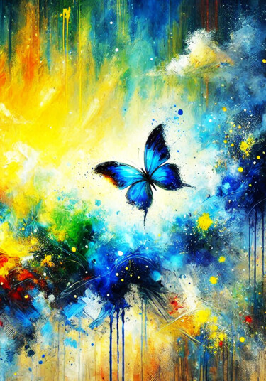 绘画 标题为“Butterfly in Abstra…” 由Lee Eggstein, 原创艺术品, 数字打印 安装在木质担架架上