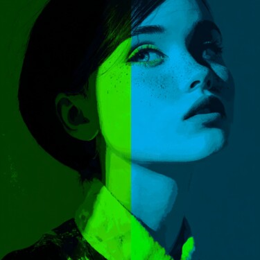 绘画 标题为“WORLD IN BLUE AND G…” 由Claudia Sauter (Poptonicart), 原创艺术品, 丙烯