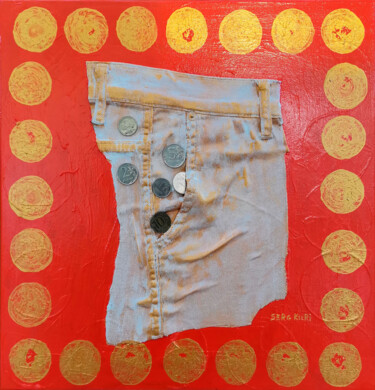 Red square - money pocket Serg Kuri 拼贴 标题为“Red square - money…” 由Serg Kuri, 原创艺术品, 丙烯 安装在木质担架架上