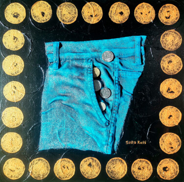 Black and blue square - money pocket Serg Kuri Collages titled "Black and blue squa…" by Serg Kuri, Original Artwork, Acrylic Mounted on Wood Stretcher frame