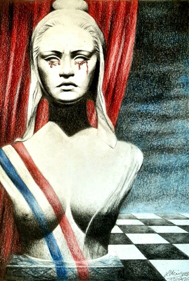 图画 标题为“Marianne 2025” 由Laurence Keriguy, 原创艺术品, 铅笔