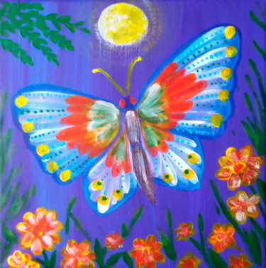 绘画 标题为“Butterfly in Bloom” 由Yerkezhan Kamentayeva, 原创艺术品, 丙烯