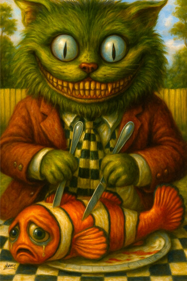 绘画 标题为“Fat Cat” 由Spencer Derry, 原创艺术品, AI生成的图像