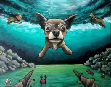 绘画 标题为“Chihuahua Dog” 由Jonathan Altero, 原创艺术品, 丙烯 安装在木质担架架上