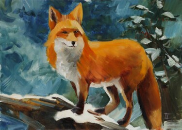 绘画 标题为“Fox in the snows  f…” 由Alla Zinovyeva, 原创艺术品, 油