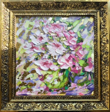 Roses Painting Lover Flowers Impasto Pink Rose Oil Original 绘画 标题为“Roses Painting Love…” 由Svetlana Sindere, 原创艺术品, 油 安装在纸板上