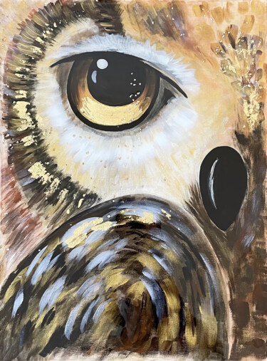 绘画 标题为“Owl with glitter an…” 由Irina Bazhanova, 原创艺术品, 丙烯