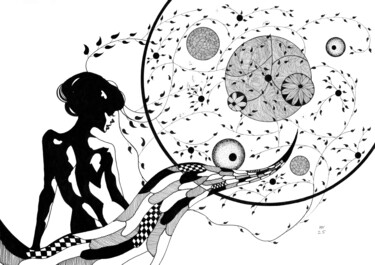 图画 标题为“Sehnsucht nach dem…” 由Andreas Vogelmann, 原创艺术品, 墨