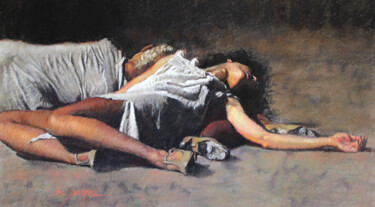 图画 标题为“"Sleeping Dancers"” 由Bill James Family Estate-Jo Ann James Trustee, 原创艺术品, 粉彩 安装在纸板上