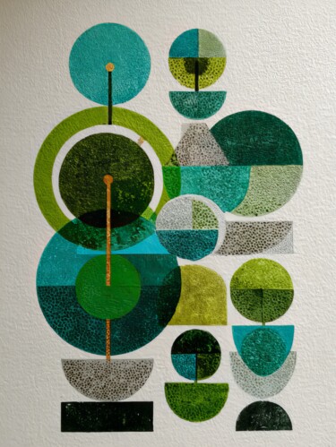 数字艺术 标题为“Green Geometrics” 由Amanda Moore, 原创艺术品, AI生成的图像