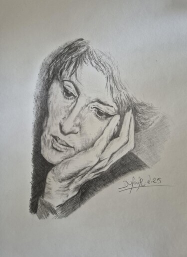 Drawing titled "La Dame en noir." by Laurence Dufour, Original Artwork, Graphite