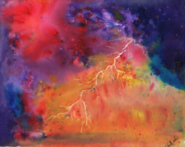 绘画 标题为“Red Monsoon” 由Karen Nealon, 原创艺术品, 水彩 安装在其他刚性面板上