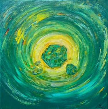 Emerald Radiance – Crystal Light and Heart Energy 绘画 标题为“Emerald Radiance –…” 由Inessa Lightart, 原创艺术品, 丙烯