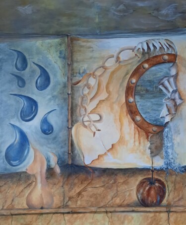 Painting titled "A livre ouvert" by Pascale Cormouls, Original Artwork, Oil Mounted on artwork_cat.