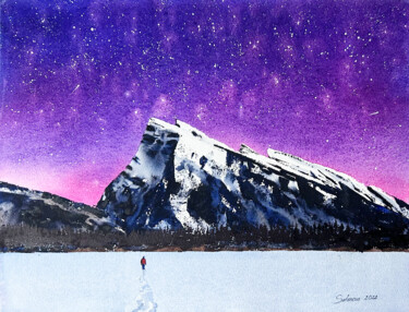 Sunset in the mountains Painting titled "Sunset in the mount…" by Svetlana Safonova, Original Artwork, Watercolor