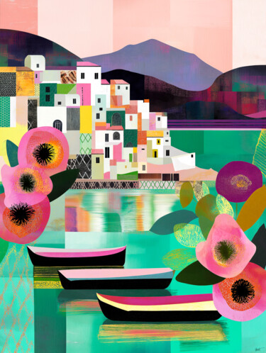 数字艺术 标题为“ITALIAN VILLAGE” 由Holly Watt, 原创艺术品, 操纵摄影 安装在有机玻璃上