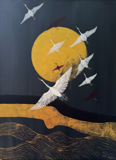 绘画 标题为“Cranes” 由Elena Krikunova, 原创艺术品, 丙烯