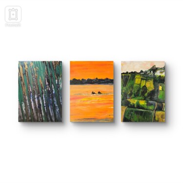 Kompozycja prac na płótnie pt. Bieszczady I Podlasie 绘画 标题为“Kompozycja prac na…” 由Ewa Mościszko, 原创艺术品, 丙烯