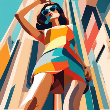 印花与版画 标题为“City Girls #18” 由Liza Landberg, 原创艺术品, 数字打印