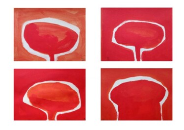 绘画 标题为“Four red mushrooms” 由Pavlo Ponomarenko, 原创艺术品, 丙烯
